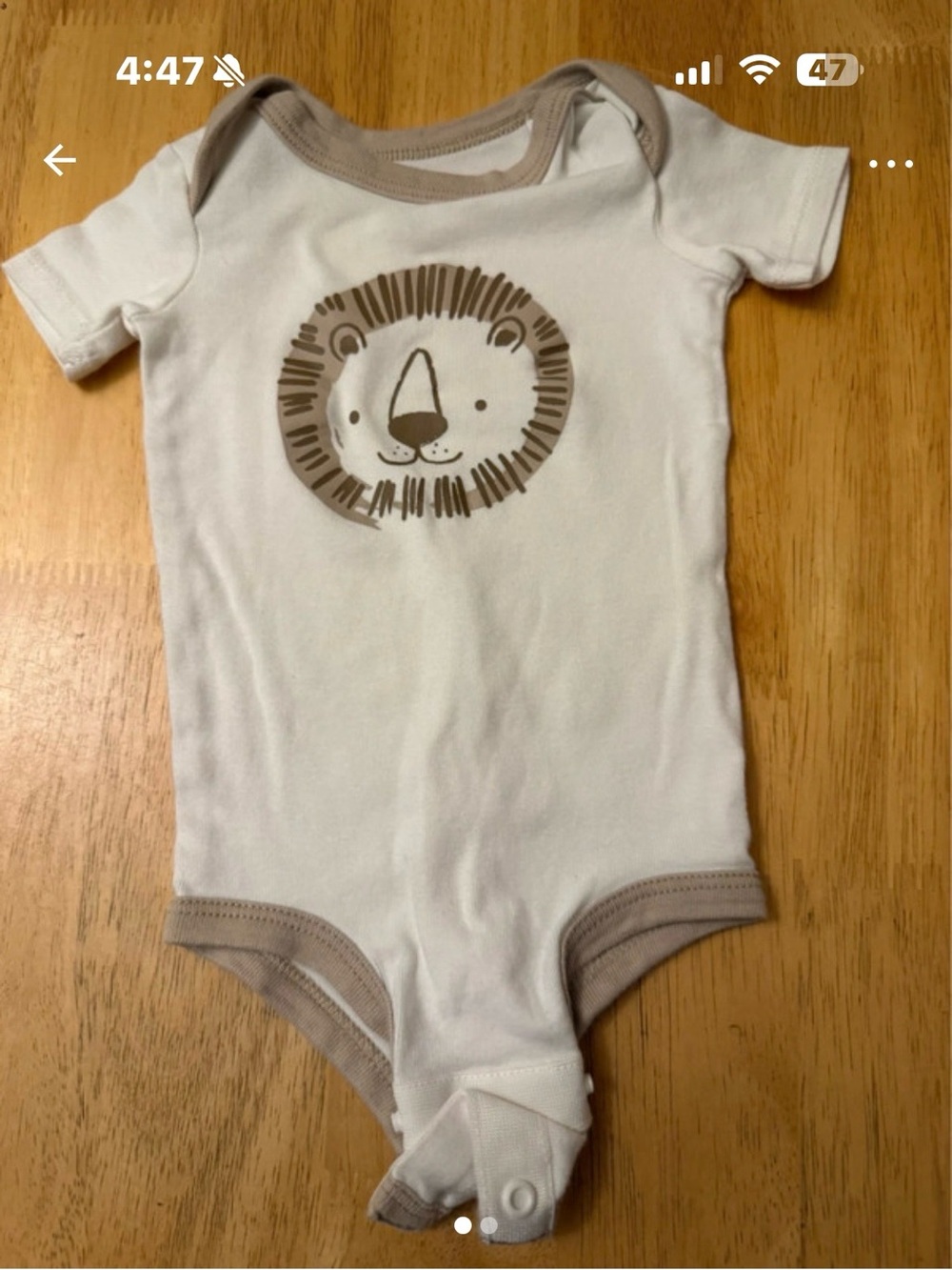 Huggies White & Tan Lion Graphic Baby One-Piece Bodysuit 3 mo
